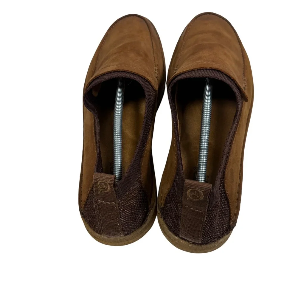 Born Mens Brown Leather Fabric Slip On Loafers H69006 Handcrafted Shoes Size 13M